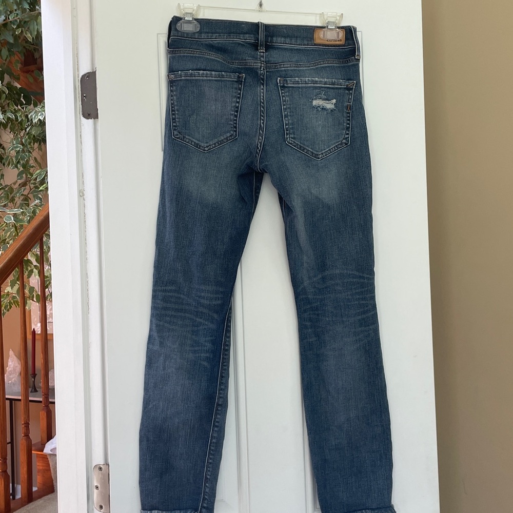 Express Ripped Skinny Ankle Mid Rise Jeans - Picture 2 of 6
